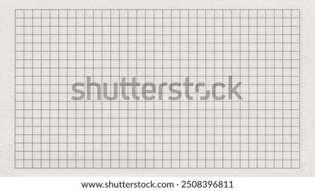 Old white squared paper. Lined paper with frame background. White notebook sheet with black grid texture.