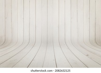 Old white wooden curved texture. Rustic background for product presentation