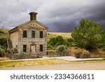 An old white wooden house at the Bannack State Park, Dillon, Montana