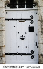 Old White Wooden Medival Door