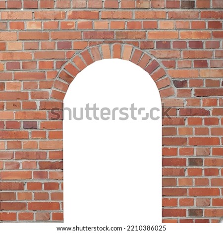 Old wide brick facade . Bridge or interior. Background or texture. Window door or entrance