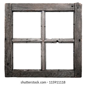 Old Window Frame Isolated On White Background.