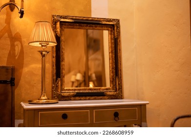 Old window with a lamp