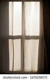 Old Window Silhouette On A Plastic Curtain