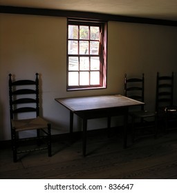 Old window,table and chairs