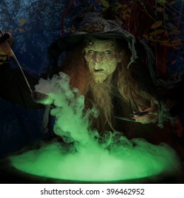 Old witch with magical potion