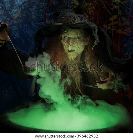 Old witch with magical potion