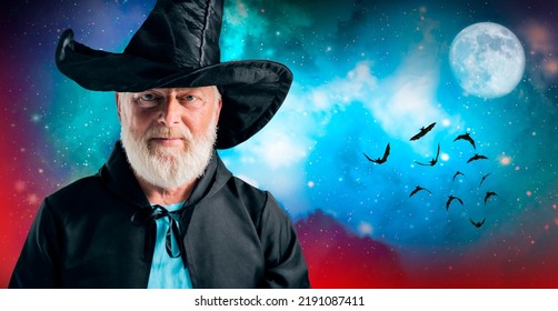 Old Wizard Man Halloween Background 