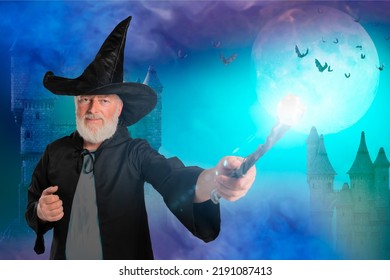 Old Wizard Man Halloween Background 