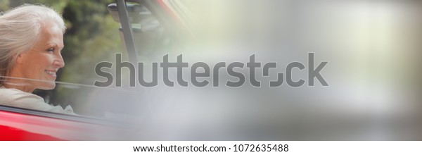 Old woman in car with\
transition effect