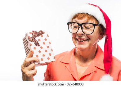 Old Woman With Gift Box