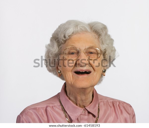 Old Woman Glasses Gray Hair Happy Stock Photo Edit Now
