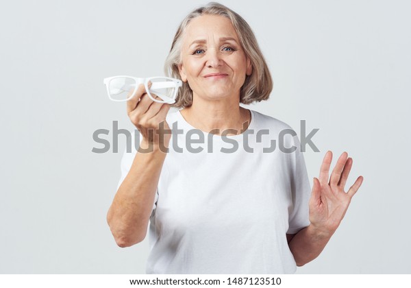 Old Woman Glasses Hand Beautiful Face Stock Photo Edit Now