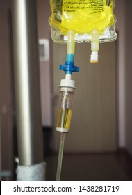 Old woman Patient on the bed with saline drip,iv fluid use for intravenous volume, intravenous fluid drip in patient.