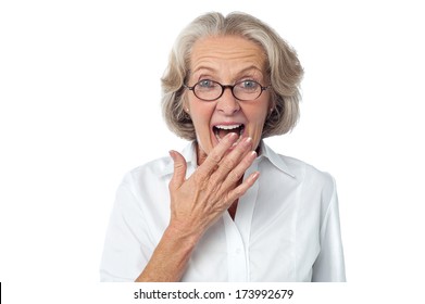 Old Woman with surprised expression on her face