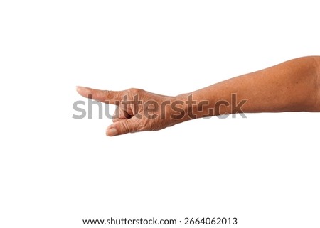 Old woman's hands in various forms on a white background