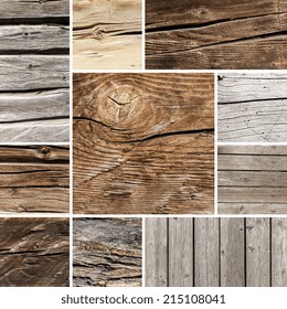 Old Wood Board Plank Texture Collage Set