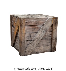 Old wood box isolated on white background