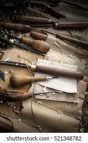 old wood carving tools background