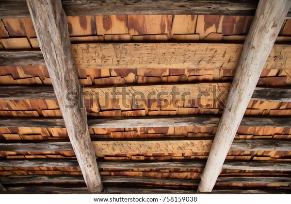 Old Wood Cross Beam Ceiling Weathered Stock Photo Edit Now