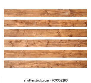 Old wood planks isolated on white background. Brown wooden texture. 