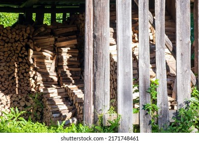 Old Wood Shed With Grass