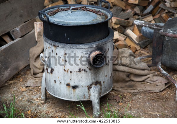 Old Wood Stove Garage Stock Photo Edit Now 422513815