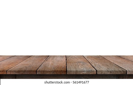 Old Wood Table Isolated On White. 