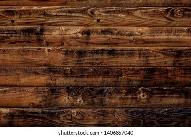 Old wood texture background. Dark brown wooden boards, planks. Surface of dark shabby weathered parquet, desk. Vintage pattern of rustic oak, table. Woody grunge surface, barn. Dirty grain timber, har - Shutterstock ID 1406857040