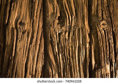 Old Wood Texture, Brown Wooden Background, Grey Plank Striped . Deep scratches