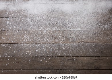 Old Wood Texture With Snow Christmas Background