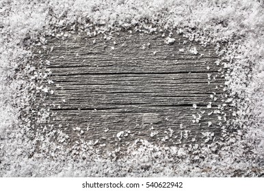 Old Wood Texture With Snow, Christmas Background, Copy Space