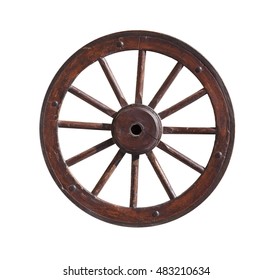 Old Wood Wheel Isolated On White