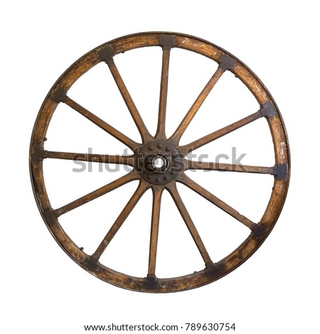 Old wood wheel isolated on a white background