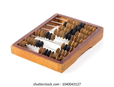 Old wooden abacus. Object isolated on white background