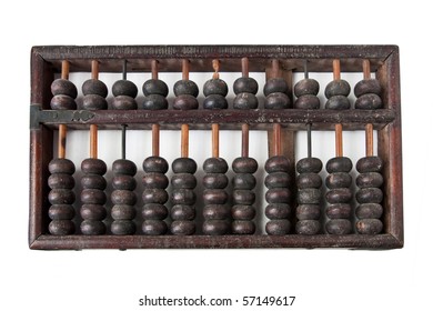 Old Wooden Abacus On White