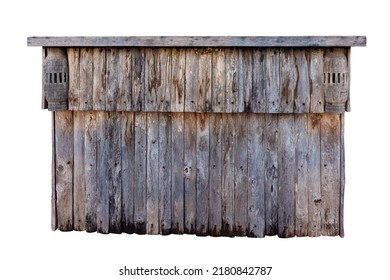 Old Wooden Bar Counter Isolated On White Background, Work With Clipping Path.