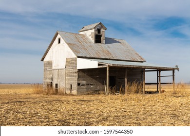 Old Wooden Barn In Open Field.  Bureau County, Illinois, USA