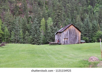 Old Wooden Barn.  Vintage.  Gold Rush Era.  South Dakota Black Hills.  