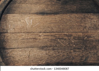 Old Wooden Barrel Background. Close Up.