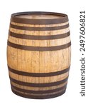 Old wooden barrel on white background