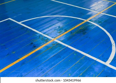 Old Wooden Basketball Court Floor