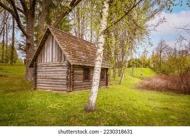 Old wooden bathhouse in the rural area	 - Shutterstock ID 2230318631