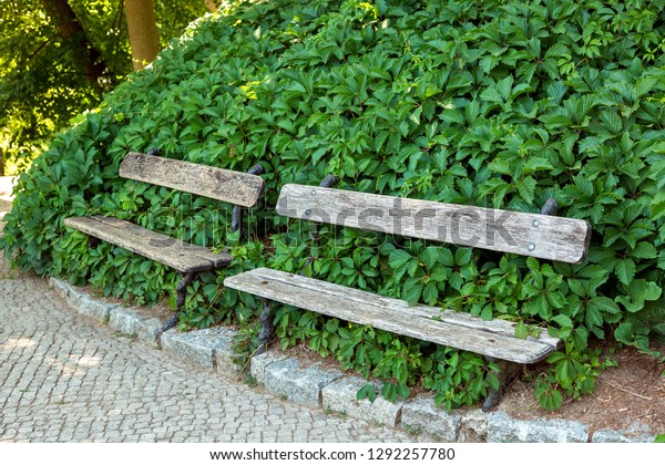 Old Wooden Bench Seat Wood Iron Stock Photo Edit Now 1292257780