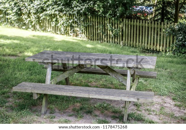 Old Wooden Benches Rest Area Uk Stock Photo Edit Now 1178475268
