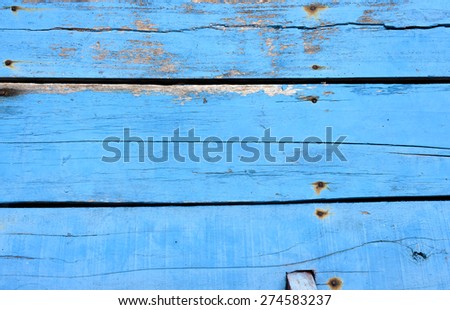 Old wooden blue boat floor background
