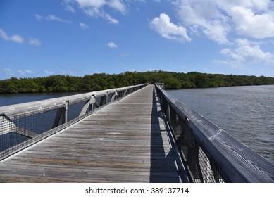 Old Wooden Boardwalk Provides Handicapped Access To The Beach At John D MacArthur State Park, Near West Palm Beach, Florida