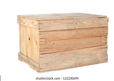 Old wooden box isolated on white