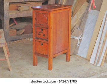 Old Wooden Cabinets After Repair To Look Contemporary Cabinet, Three Drawers, Antique Bed Head, Thai Wood Furniture, Red Wood In The Wood Repair Factory Antique Old Wood Furniture Collection Crafts.