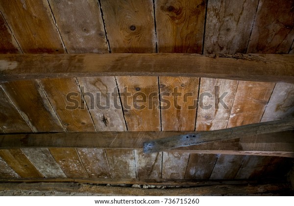 Old Wooden Ceiling Composed Wooden Boards Stock Photo Edit